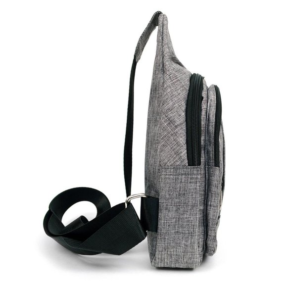Gray Polyester Crossbody Sling Bag Backpack - Picture 4 of 7